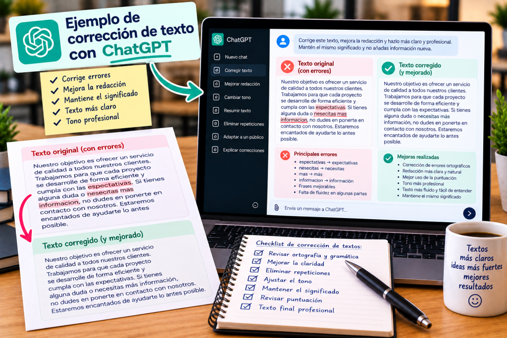 Ejemplo de corrección de un texto con ChatGPT