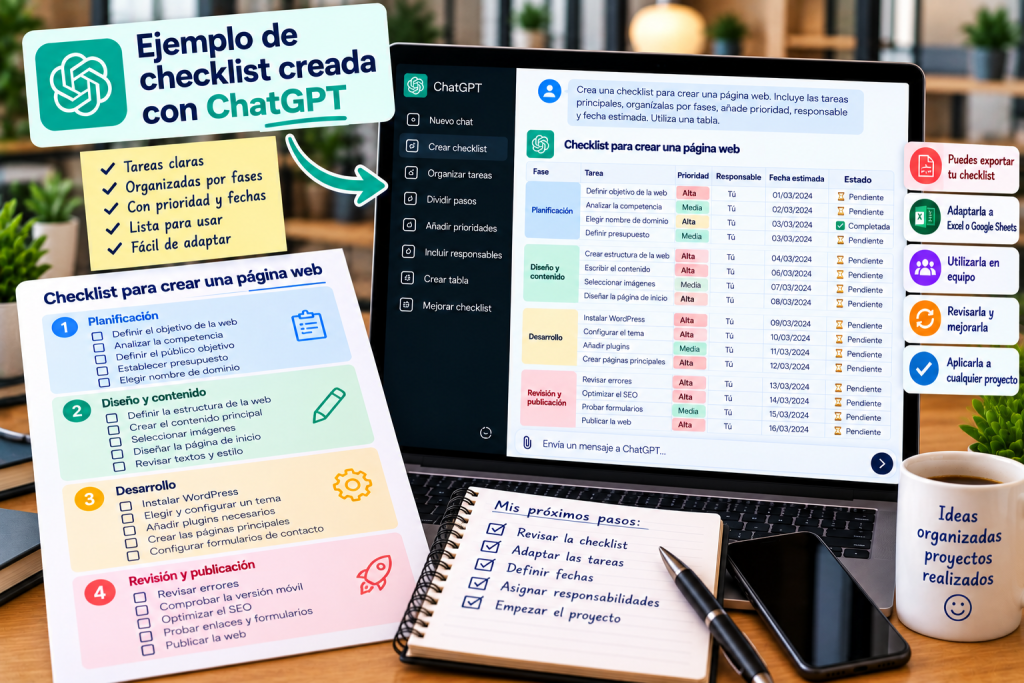 Ejemplo de checklist creada con ChatGPT