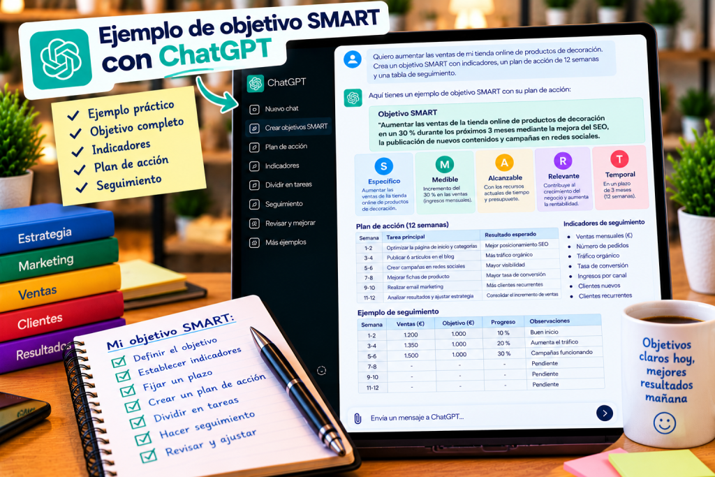 Ejemplo de objetivo SMART creado con ChatGPT
