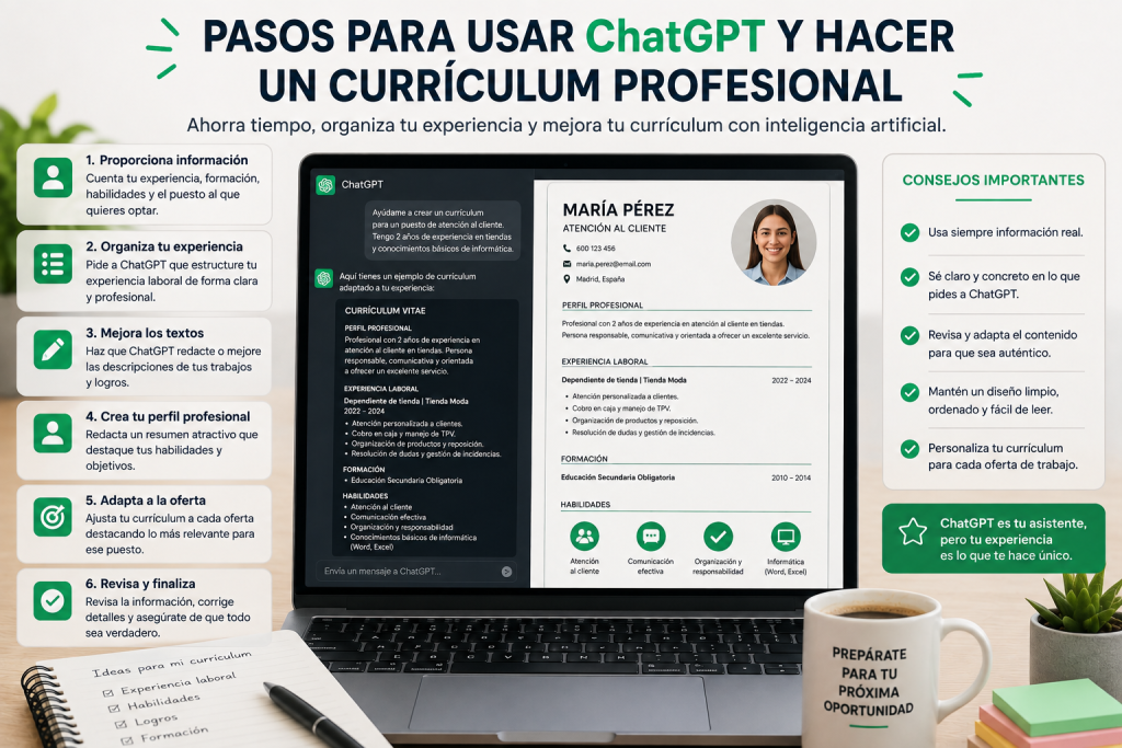 Pasos para usar ChatGPT y hacer un currículum