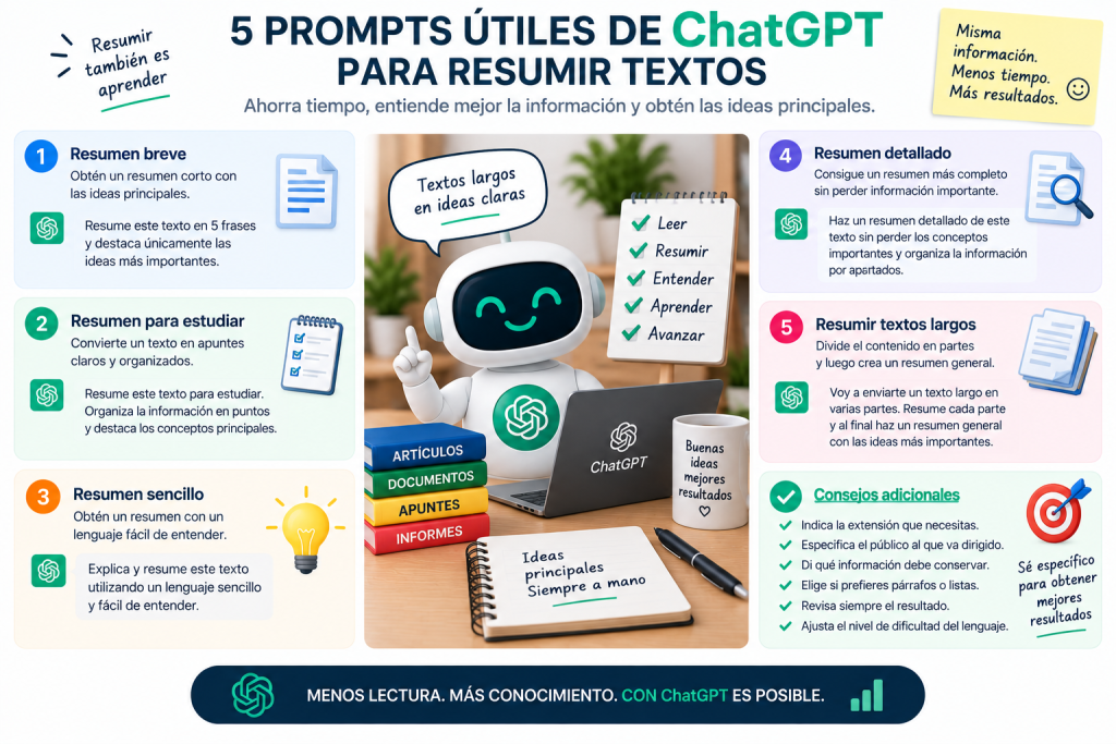 Prompts de ChatGPT para resumir textos