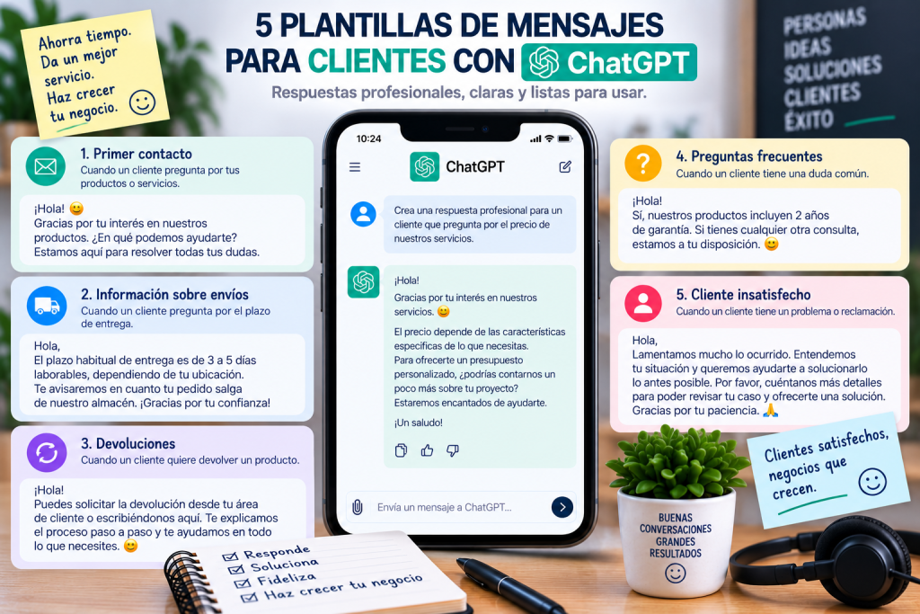 Plantillas de mensajes para clientes con ChatGPT