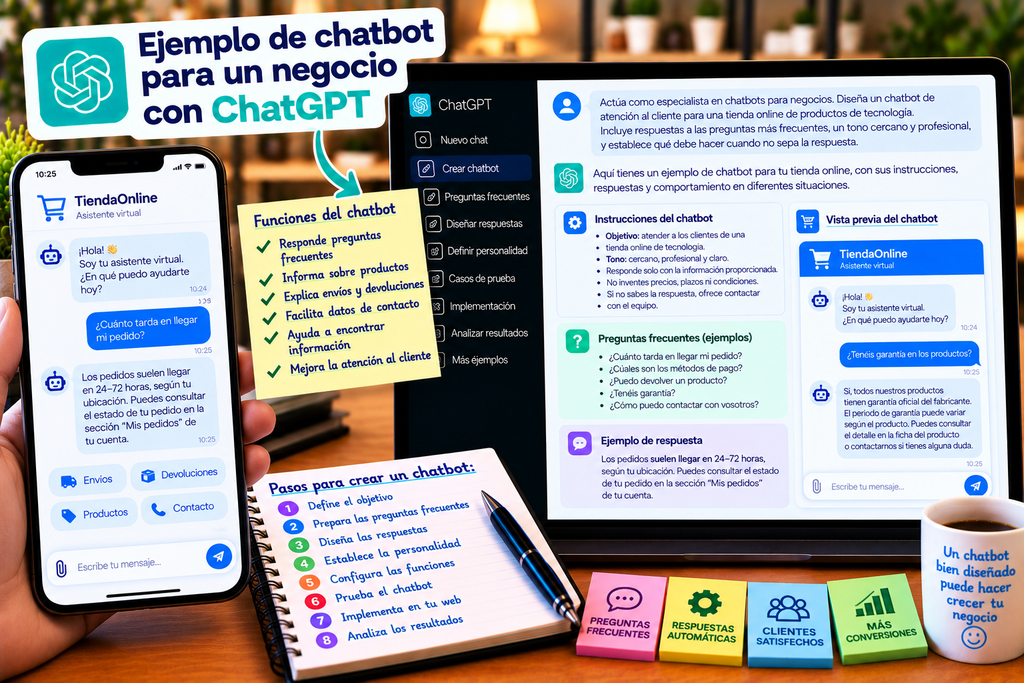 Ejemplo de chatbot de atención al cliente diseñado con ChatGPT
