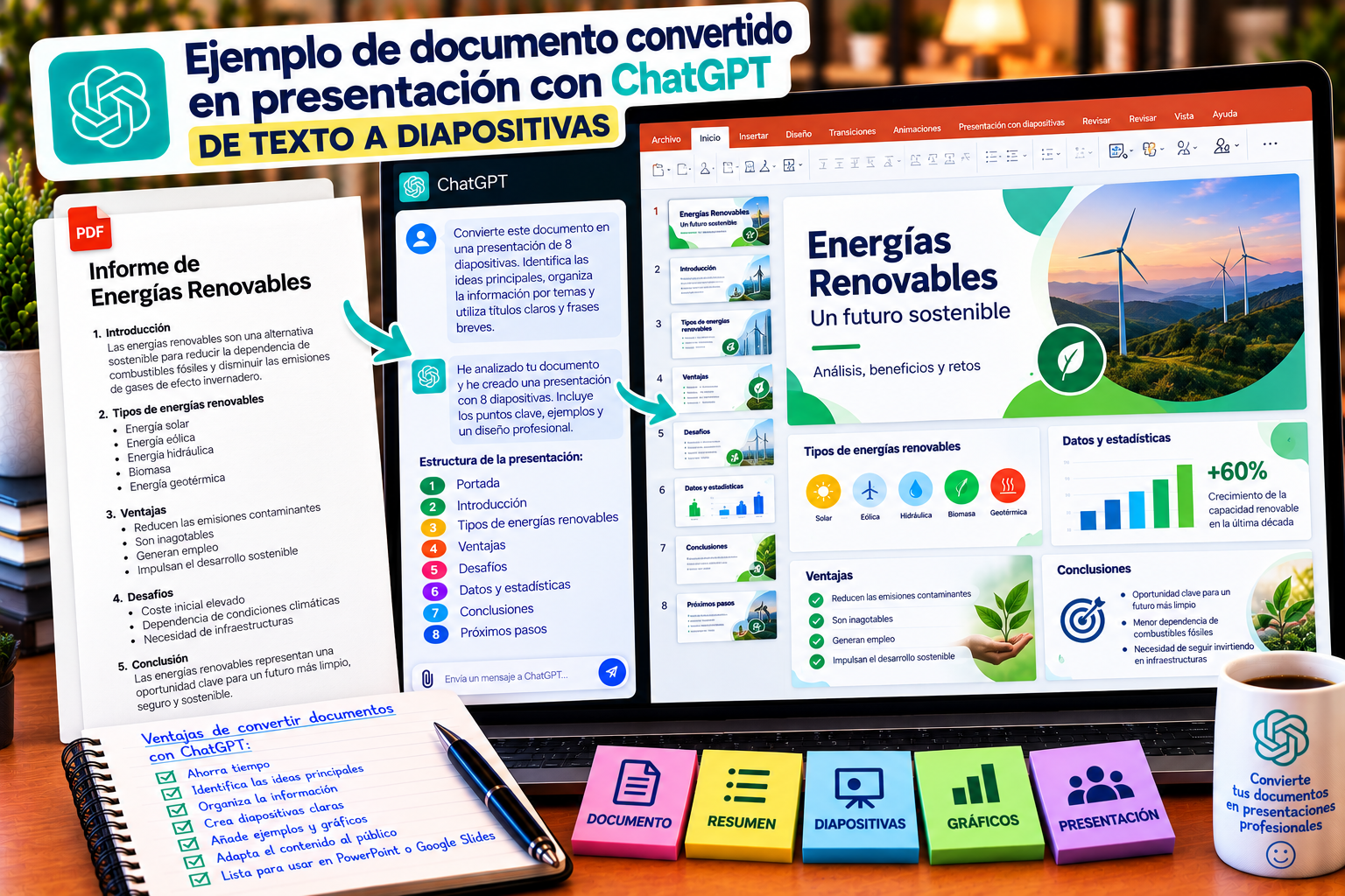 Cómo convertir documentos en presentaciones con ChatGPT
