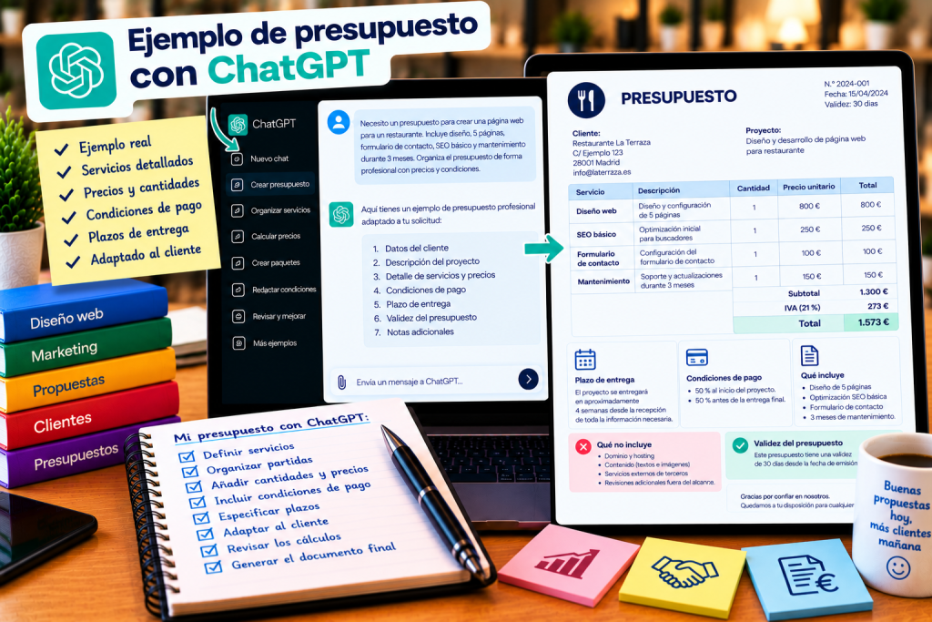 Ejemplo de presupuesto creado con ChatGPT
