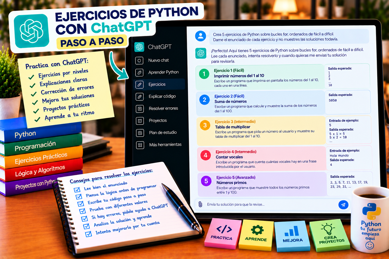 Ejemplo de ejercicios de Python explicados con ChatGPT
