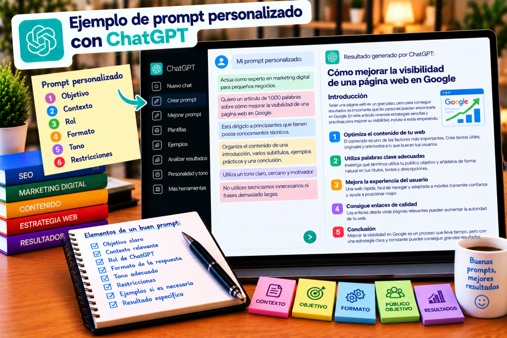 Ejemplo de prompt personalizado creado con ChatGPT